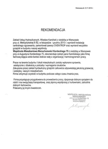 Skan rekomendacji wspólnoty ul. Kordeckiego 75